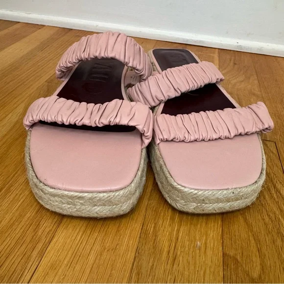STAUD Maya Ruched Slide Espadrille Sandal in Pink Blush. EUC. 40 (9, 9.5, 10) - Picture 3 of 14